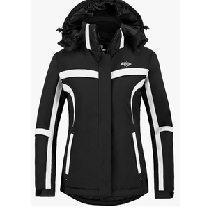 wantdo Women's Waterproof Ski Jacket Warm Winter Snow Coat Windproof Snowboarding Jackets Insulated Parka (Size L, Black)