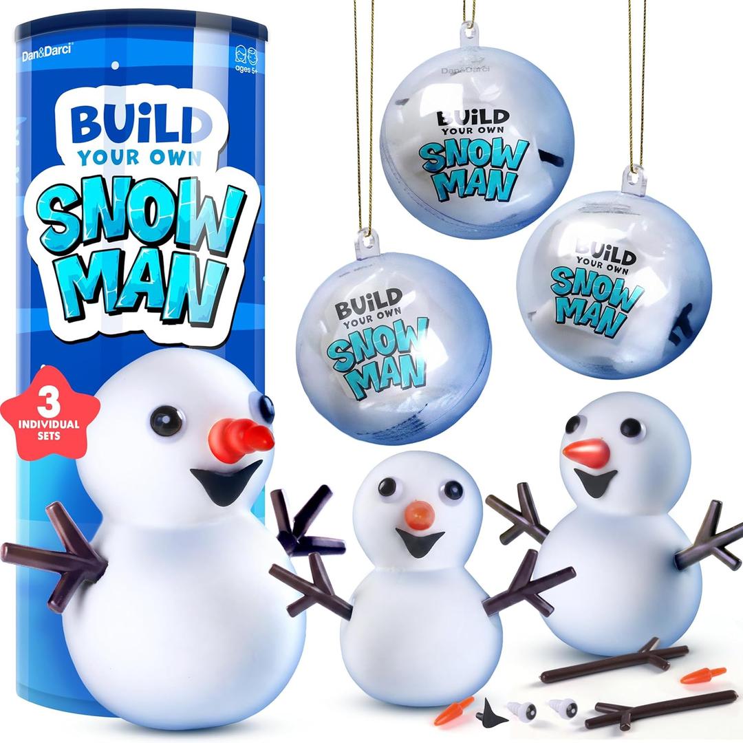 Dan&Darci Snowman Making Kit for Kids - Build a Snow Man Craft Kits for Girls, Boys, Toddlers Ages Kid Winter Christmas Crafts Activities Stocking Stuffers Fun Toys Ideas for 6, 7, 8 Year Old