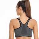 Women's Zip Front Sports Bra Wireless Post-Surgery Bra Active Yoga Sports Bras (Black, L)