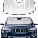 Windshield Sun Shade for Jeep Grand Cherokee 2014-2021. Reflective Aluminum Film Front Window Sunshade - BLAZBLOCK B (Classic Shiny Silver)