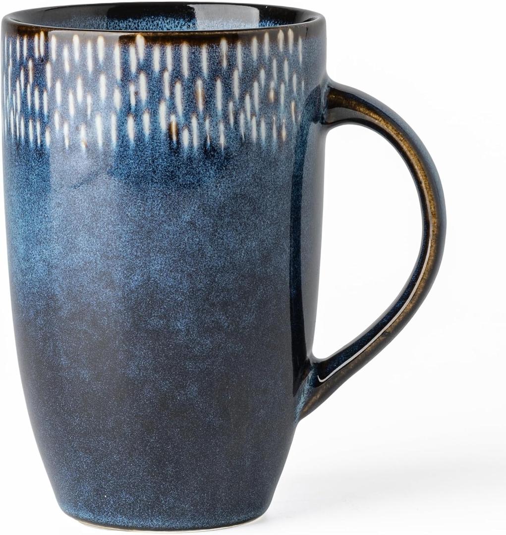 Ceramic Coffee Mugs, Extra Large, 22oz Big Mug, Tea Cups, Hand-painted Mugs, Pottery and Large Handle, Tall Coffee Mug for Office/Home, Microwave and Dishwasher Safe. (starry blue)