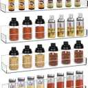 Clear Acrylic Spice Rack Wall Mounted 15 inch Floating Shelf with Removable End Guards for Kitchen Cabinet Door Cupboard Bathroom Holds Jars Nail Polish Books Toiletries (4 PCS)