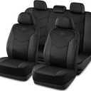 Skechers Memory Foam Seat Covers,Leather Car Seat Covers, Ultimate Comfort & Support Seat CoversFull Sets,Airbag Compatible, Automotive Universal Fit Most for SUVs, Vans, Sedans, Cars, Trucks, Black