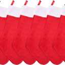6 Pack Christmas Stockings Red and White Plush Fireplace Hanging Velvet Stockings for Christmas Decoration Supplies, 20 Inch