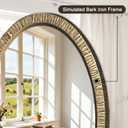 Oval Gold Wall Mirror 32"x20", Rustic Textured Mental Frame Decorative Mirror, Vintage Farmhouse Accent Wall Mounted Mirror for Bathroom, Living Room, Entryway Decor