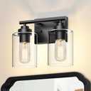 Bathroom Vanity Light Over Mirror,Bathroom Light Fixture Wall Sconce Lighting for Bedroom,Living Room (Black, 2-Light)