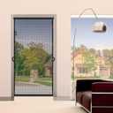 MAGZO Hanging Screen Door, Fits Door Size 36" x 98" (Curtain Size 38'' x 99''), Upgraded Fiberglass Mesh Net with Tension Rod&Hook&Loop (One Piece Can be Installed in 2 Ways), Weighted Bottom, Grey