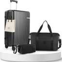 Hoteel Spinner Luggage Sets 3 Piece (3 piece(20/DB/TB), Black)