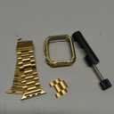 Compatible with Apple Watch Band and Case, Stainless Steel Metal Chain with TPU Cover, Smart-Watch Link Bracelet Strap, Wrist-Band for i-Watch Series 10 11, 46mm, Gold