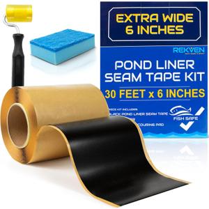 Pond Liner Seam Tape Kit - 30 Feet x 6 Inch - Double Sided Butyl Tape - Bond Seal or Repair EPDM PVC HDPE LDPE RPE LLDPE - Perfect for Small or Large Fish and Koi Ponds Waterfalls and Water Features