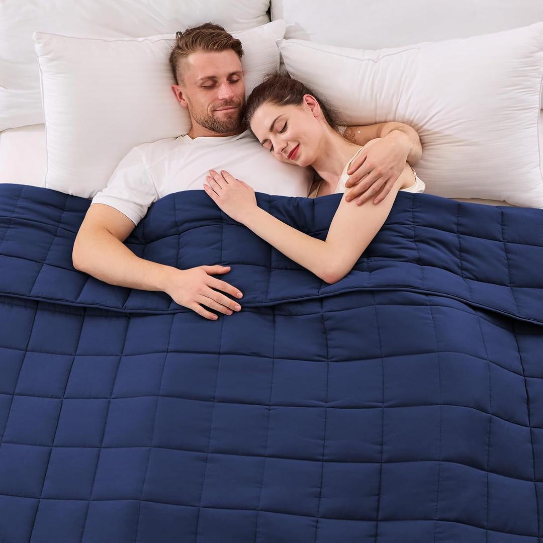 yescool King Size Weighted Blanket for Adults (20 lbs, 80 x 87, Blue) Cooling Heavy Blanket for Sleeping Perfect for 190-210 lbs, Breathable Blanket for Adults & Couple All Season, Machine Washable