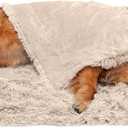 Furhaven Waterproof Throw Blanket for Dogs & Indoor Cats, Washable - Shaggy Plush Calming Long Faux Fur & Velvet Dog Blanket - Taupe, Extra Large/XL (Color May Vary)