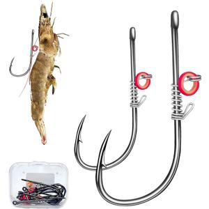 Fishing Hooks-Live Shrimp Fixed Hooks Carbon Steel Barbed with Holes,2/3/4Catfish Bass Fishing Hooks,That Can Adapt to Various Fishing