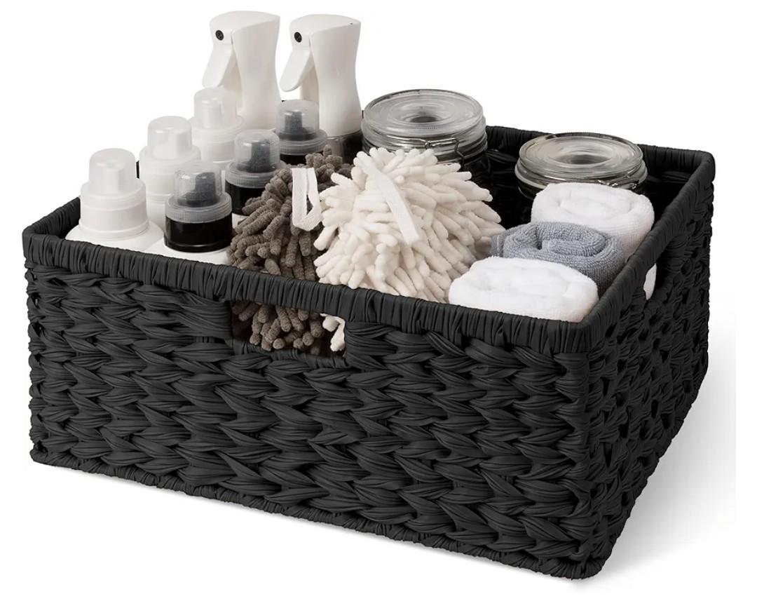 GRANNY SAYS Storage Basket for Organizing, Wicker Storage Basket for Shelf, Large Wicker Baskets for Organization, Decorative Baskets for Living Room and Entryway, 1-Pack