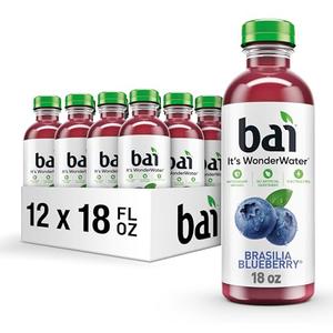 Bai Antioxidant Infused Water Beverage, Brasilia Blueberry, with Vitamin C and No Artificial Sweeteners, 18 Fluid Ounce Bottle, 12 Pack, Best By Date: 6'17'25