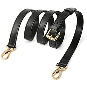 GOXTECH GOXTECHGenuine Leather Purse Strap Replacement Crossbody Handbag Long Adjustable (Black-shoulder strap)