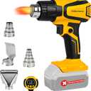 Cordless Heat Gun Compatible with Dewalt 20V Battery, LCD Display 350W 2-Temp Setting (120-1110), 4 Nozzle, Portable Hot Air Gun for Shrink Tubing, Paint Removal,DIY (Tool Only, NO Battery)