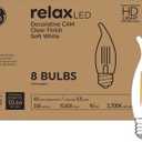 GE Relax LED Light Bulbs, 60W, Soft White Candle Lights, Decorative Bulbs, Medium Base (8 Pack)
