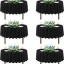Sancua 70 Inch Round Tablecloths Black, 6 Pack - Circle Fabric Cloth Table Cloths for Wedding Party Reception Banquet Birthday, Washable Polyester Table Cover (Fit 20-58 Inch Tables)