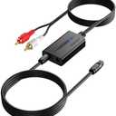 AUTOUTLET 192kHz DAC Digital to Analog Audio Converter 7ft/2.1m Digital Audio Optical to RCA Male Cable for HDTV, DVD, Blu-Ray Players and Game Consoles