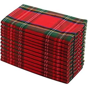 Christmas Tartan Plaid Napkins -12 Pack Cloth Napkins - Xmas Holiday Lunch Brunch Dinner Party Festive Celebration - Paperless Reusable Washable Table Napkin -17x17 Red Green