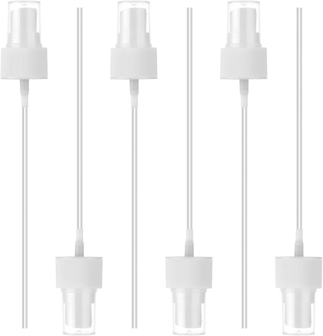 salbsever 6 Pack Spray Bottle Top, Spray Bottle Nozzle Sprayer Tops Replacement Pump Plastic for Essential Oil Bottles, White