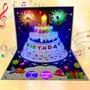 Pack of 2, Akeydeco 3D Pop Up Birthday Cards,Auto Play 3D Changeable Colors Light Music Birthday Cake Cards Pop up Warming LED Colourful Happy Birthday Card Best for Mom,Wife,Sister,Girl,Friends