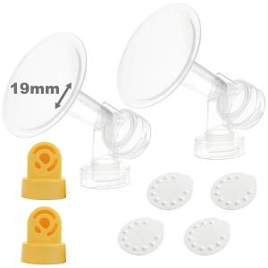 Nenesupply Pump Parts with 19mm Flanges Compatible with Medela Breastpump Incl. Flange Breastshield Valve Membrane for Pump in Style Symphony Swing Not Original Medela Pump Parts