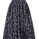 Scarlet Darkness Corset Dresses for Women Summer 2026 Floral Wedding Guest Chiffon Sundress (Black, XL)