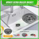 2 x 3 in 1 Sink Strainer Stopper and Pop-up Kitchen Sink Drain Strainer, Stainless Steel Filter with Bigger Basket, Anti-Clogging Kitchen Sink Drain Stopper for US Standard 3-1/2 Inch Drain