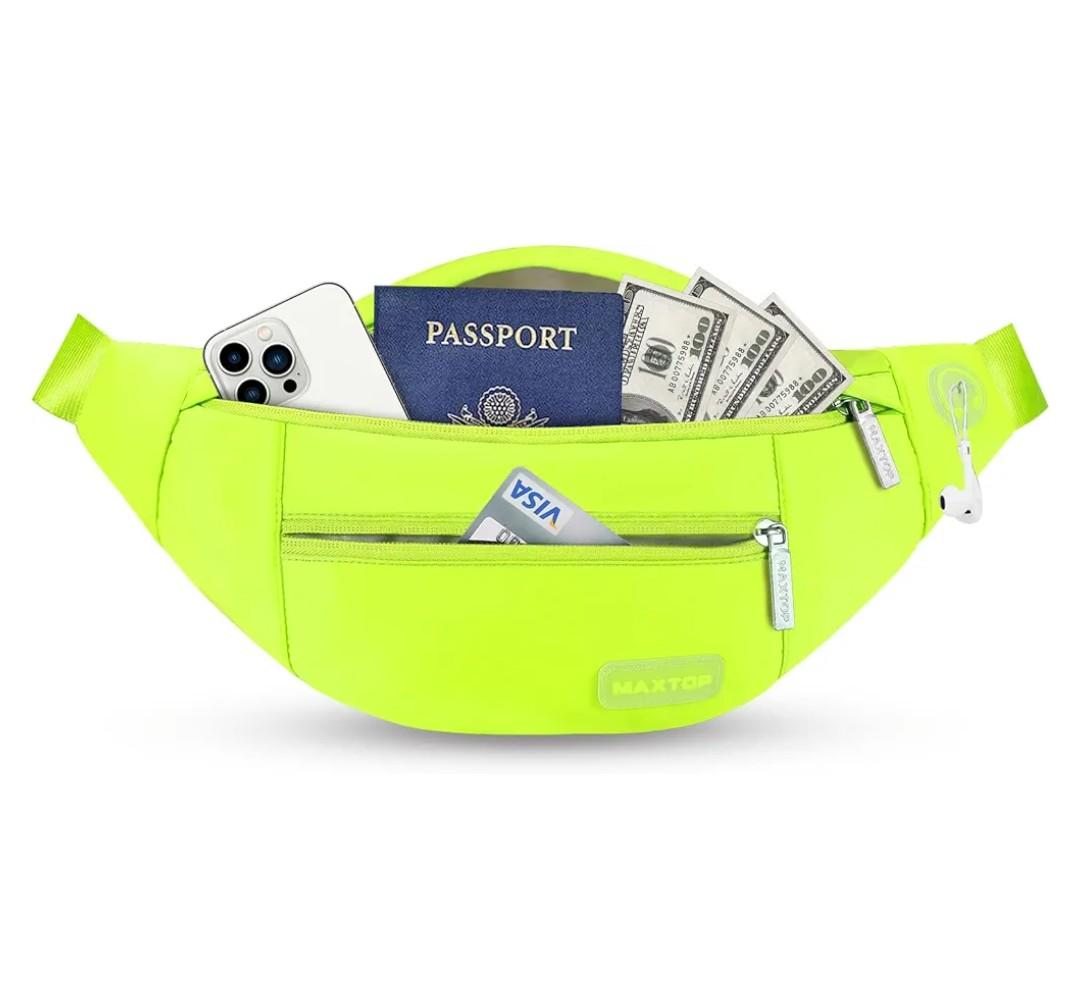 MAXTOP Large Crossbody Fanny Pack with 4-Zipper Pockets,Gifts for Enjoy Sports Festival Workout Traveling Running Casual Hands-Free Wallets Waist Pack Phone Bag Carrying All Phones
