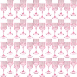 Pink Plastic Wine GlassesPlastic Goblets for PartiesDrinking Glasses for Wedding Reception, Grand Event Party Supplies (48, Pink)