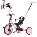 RIDYEE 5in1 Toddler Tricycle for Ages 1.5–3, Parent Steering Push Trike, ToolFree Convertible to Balance Bike, Safety Belt, Removable Backrest and Footrest, RideOn Toy for Boys & Girls, Pink