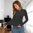 Women Thermal Shirts, Base Layer Long Sleeve Workout Tops Winter Warm Fleece Lined Underwearshirt for Skiing Running (Black, XXL)