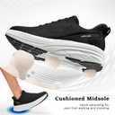 Womens Easy On Walking Shoes Lace Up Comfortable Tennis Shoes with Anatomic Toe Box for Women Breathable Running Sneakers (7.5, Black/White)