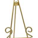 Red Co. Decorative Curved Plate Stand and Art Holder Easel in Old Gold Finish - 13"