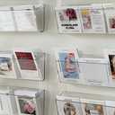 4 Pcs Greeting Card Display Stand, Wall Mount Graded Card Organizer Clear Acrylic Display Rack for Postcard /Brochure/Photos/Picture