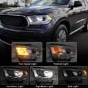 FIONE Halogen W/O LED DRL Headlight Assembly Compatible With Dodge Durango 2014-2020 Chrome Housing Headlights Left Driver Side LH