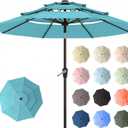 10ft Patio Umbrella, 3 Tier Outdoor Market Table Umbrellas with 8 Fiberglass Ribs and Push Button Tilt, Windproof, Vented Canopy, UV Protection for Deck, Pool, Backyard