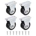 PATIKIL 1.25" Rigid Caster Wheels, 4 Pack Silent Fixed Plate Casters with M4 Screw Load Capacity 88Lbs for Furniture Workbench Cart Trolley One Direction Rolling, Black (NO Brake)