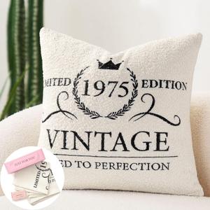 50TH Birthday Gifts for Women, Vintage 1975 Pillow Cover 18x18 Inch50 Year Old Birthday Decorations for Women, Mom, Wife, Friends, Daughter, Sister (Cover Only)