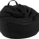 LPMOERA Stuffed Animal Storage Bean Bag Chair Cover (No Filler) For Kids and Adults.Pets: Dogs/Cats, Lazy Beds.Soft Premium Corduroy Stuffable Bean Bag For Organizing Children's Plush Toys or Memory Foam (Black, Cover Only)