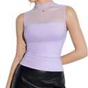 SUUKSESS Women Sexy Mesh Sheer Crop Tank Tops Sleeveless Ruched Going Out Tops (XS)