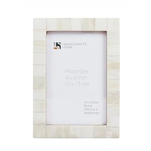 Handicrafts Home White 4x6 Picture Frame for Christmas Decor & Holiday Gifting Handmade Photo Frame for Farmhouse Wall Decor, Boho Shelf Styling, Vintage Bone inlay Frames Picture, Shelf Styling