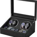 BEWISHOME Watch Winders for Automatic Watches, 4 Watch Winder and 6 Storage Case with Quiet Japanese Motor, Automatic Watch Winder Box Watch Rotator with Type-C Adapter, Carbon Fiber SYQ31C