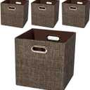 Storage Bins Cube Containers Boxes, Thick and Heavy Duty Fabric Drawers, 11×11 inch- Set of 4, Brown