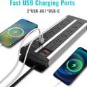10-Outlet Surge Protector Power Strip with 20W PD USB C and 2 USB A Ports, Widely Spaced Dual-Row, 6.6ft Heavy Duty Extension Cord, 15A/1875W UL Listed Wall Mountable for Desk Accessories