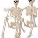 JOYIN 2PCS 36" Halloween Skeleton Decor, 3FT Full Body Stayable Movable Joints, Posable Hanging Skeletons for Halloween Decoration, Yard, Graveyard, Haunted House Props, Spooky Scene Party Favor (Yellow)