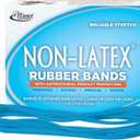 Alliance Non-Latex Latex Rubber Bands with Antimicrobial Protection, Size 117B, 7 x 1/8 Inches, Cyan Blue, 1/4 Pound Box (42179)