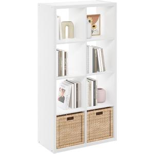 Furinno Cubicle Open Back Decorative Cube Storage Organizer, 8-Cube, White, 8-cube,1.2in